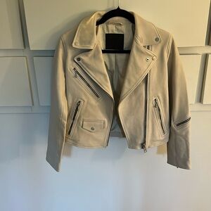 All Saints cream leather jacket